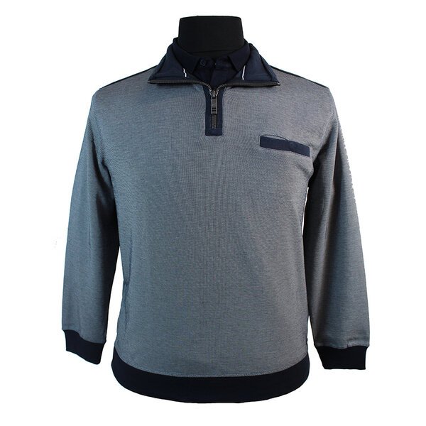 Casa Moda Navy Half Zip Sweater Grey Navy-shop-by-brands-Beggs Big Mens Clothing - Big Men's fashionable clothing and shoes