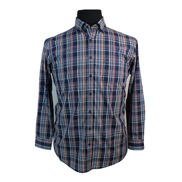 Casa Moda Navy check pattern LS Shirt Casual fit-shop-by-brands-Beggs Big Mens Clothing - Big Men's fashionable clothing and shoes
