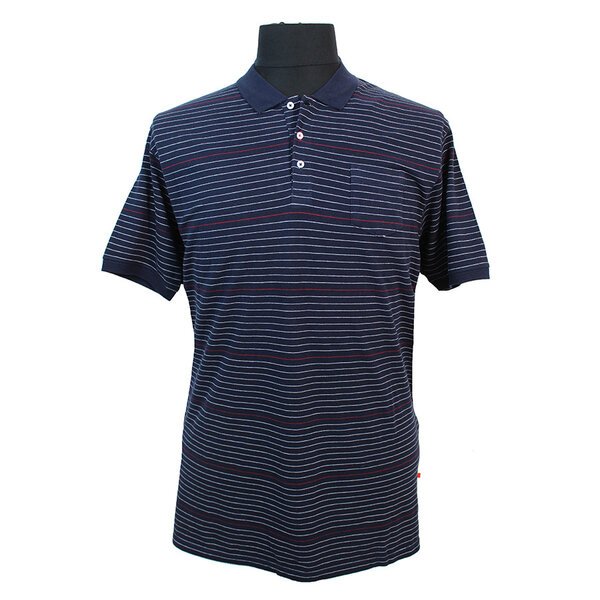 D555 Small Stripe Cotton Polo Navy-shop-by-brands-Beggs Big Mens Clothing - Big Men's fashionable clothing and shoes