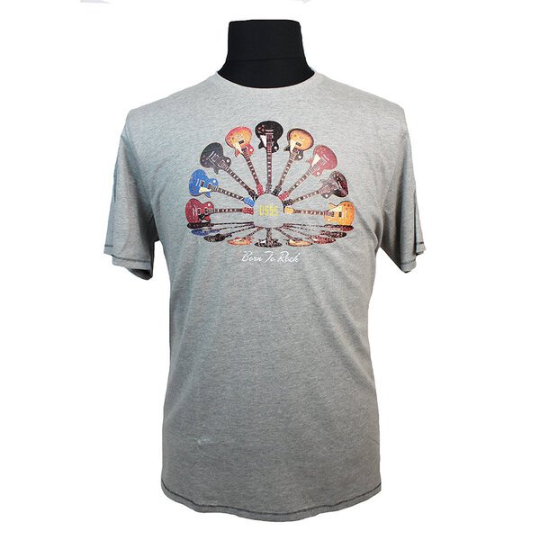 D555 Electric Guitar Print Tee Grey-shop-by-brands-Beggs Big Mens Clothing - Big Men's fashionable clothing and shoes