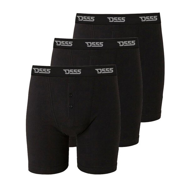 D555 3 Pack Button Fly Boxer Brief Black-shop-by-brands-Beggs Big Mens Clothing - Big Men's fashionable clothing and shoes