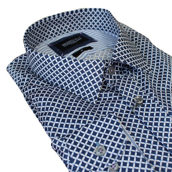 Brooksfield Diamond Print Business Shirt-shop-by-brands-Beggs Big Mens Clothing - Big Men's fashionable clothing and shoes