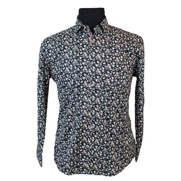MRMR Black Floral Pattern Cotton LS Shirt-shop-by-brands-Beggs Big Mens Clothing - Big Men's fashionable clothing and shoes