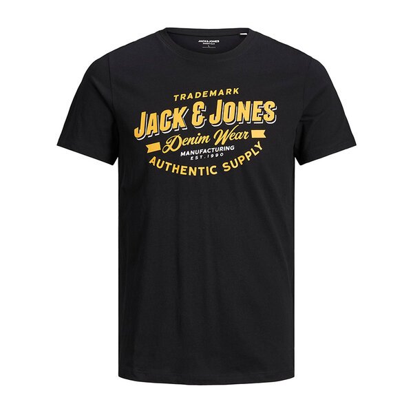 Jack and Jones Cotton Denim Wear Tee Black-shop-by-brands-Beggs Big Mens Clothing - Big Men's fashionable clothing and shoes