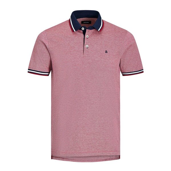 Jack and Jones Cotton Contrast Trim Polo Red-shop-by-brands-Beggs Big Mens Clothing - Big Men's fashionable clothing and shoes