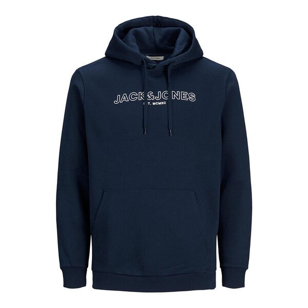 Jack and Jones Cotton Rich Logo Hoody Navy-shop-by-brands-Beggs Big Mens Clothing - Big Men's fashionable clothing and shoes