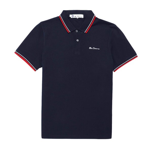 Ben Sherman Cotton Signature Logo Collar Trim Polo Navy-shop-by-brands-Beggs Big Mens Clothing - Big Men's fashionable clothing and shoes