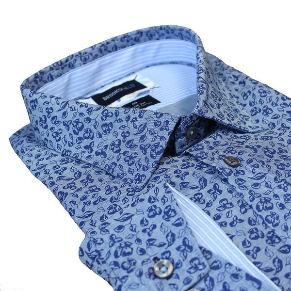 Brooksfield Premium Cotton Leaf  Pattern Fashion Shirt-shop-by-brands-Beggs Big Mens Clothing - Big Men's fashionable clothing and shoes