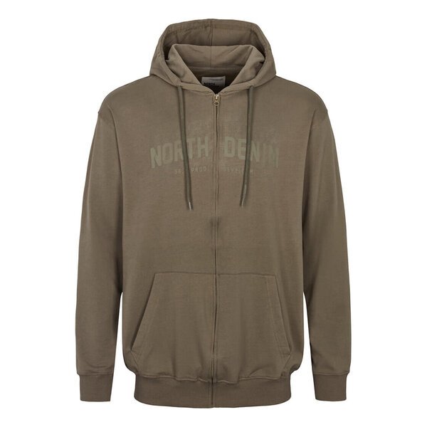 North 56 Full zip Logo Hoodie Olive-shop-by-brands-Beggs Big Mens Clothing - Big Men's fashionable clothing and shoes