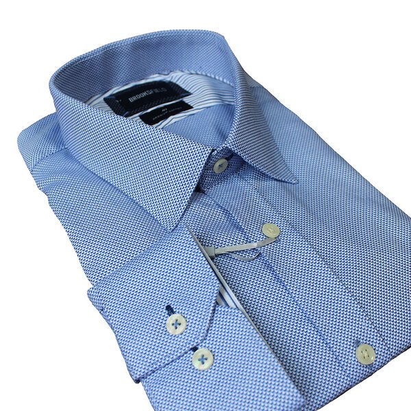Brooksfield Small Pattern Blue Business Shirt-shop-by-brands-Beggs Big Mens Clothing - Big Men's fashionable clothing and shoes