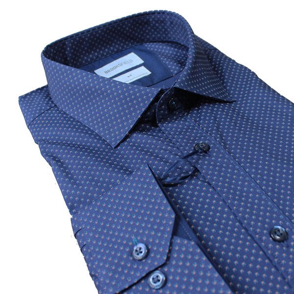 Brooksfield Small Dot Pattern Navy Business Shirt-shop-by-brands-Beggs Big Mens Clothing - Big Men's fashionable clothing and shoes