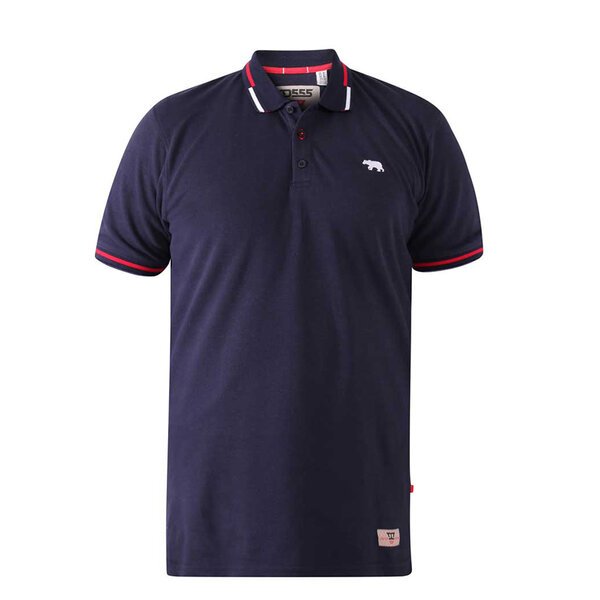 D555 Sloane Navy plain Tipping Collar Polo-shop-by-brands-Beggs Big Mens Clothing - Big Men's fashionable clothing and shoes