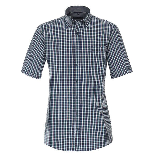 Casa Moda Navy Small Neat Check Cotton SS Shirt-shop-by-brands-Beggs Big Mens Clothing - Big Men's fashionable clothing and shoes