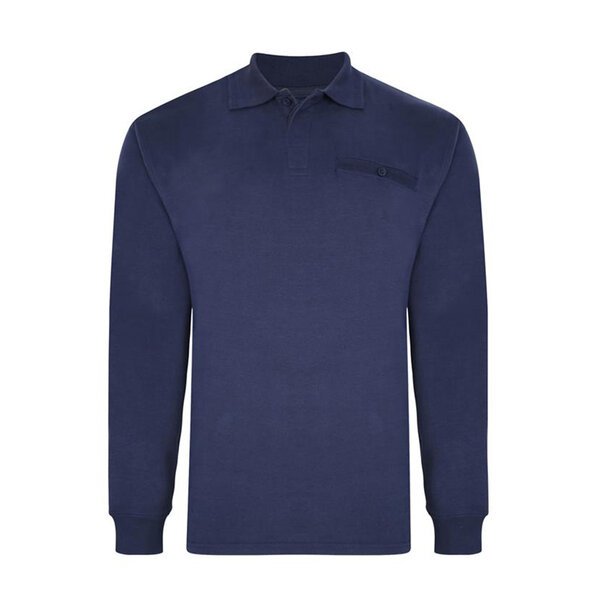 Kam Peach Finish Polo with Jacquard Cuff Collar LS Navy-shop-by-brands-Beggs Big Mens Clothing - Big Men's fashionable clothing and shoes