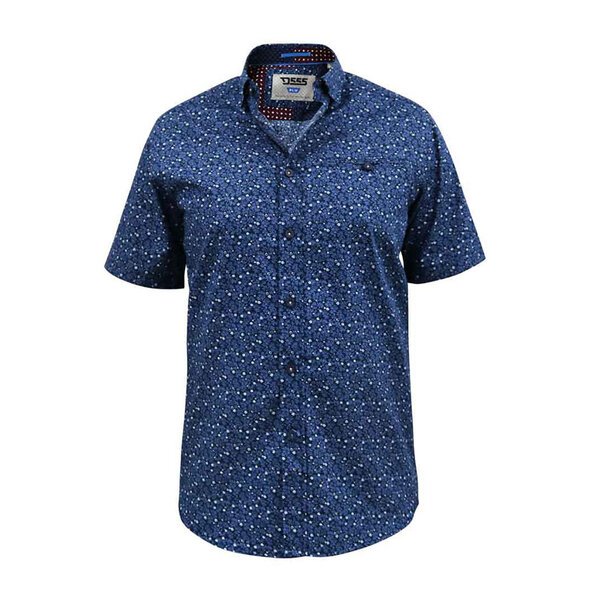 D555 Tristain Small Floral Pattern SS Shirt Navy-d555-Beggs Big Mens Clothing - Big Men's fashionable clothing and shoes