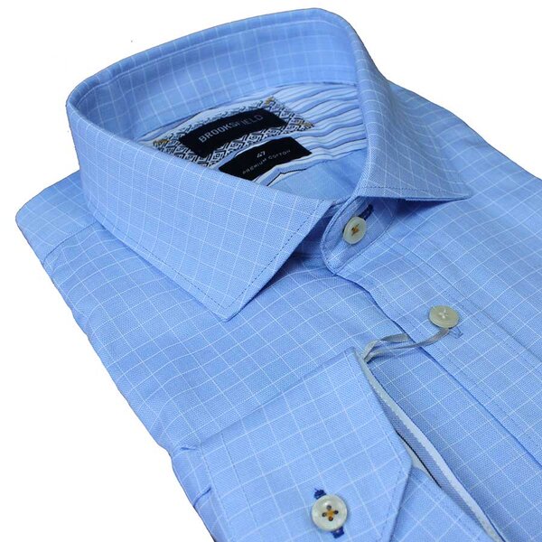 Brooksfield 2216 Fine Check Stretch cotton Business Shirt-shop-by-brands-Beggs Big Mens Clothing - Big Men's fashionable clothing and shoes