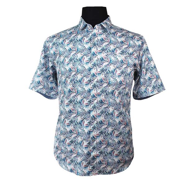 Berlin Leaf Satin finish Pure Cotton SS Shirts Blue-shop-by-brands-Beggs Big Mens Clothing - Big Men's fashionable clothing and shoes