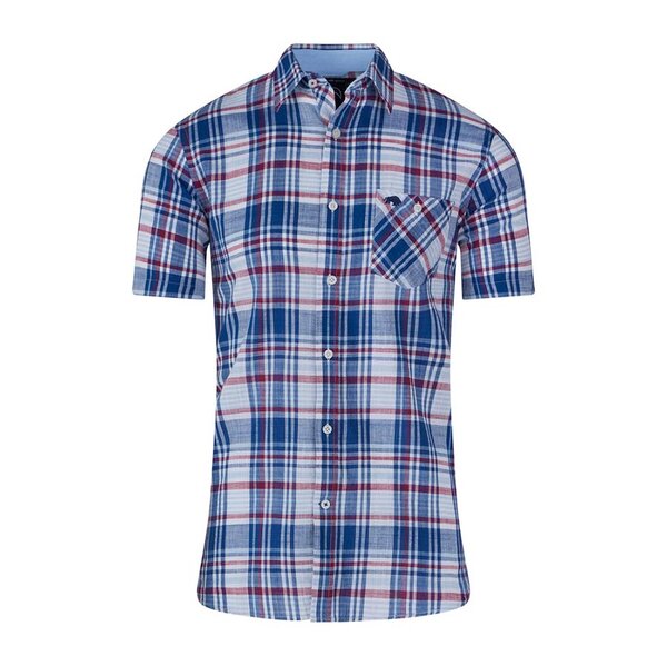 Raging Bull Classic Check Navy Red Short sleeve Shirt-shop-by-brands-Beggs Big Mens Clothing - Big Men's fashionable clothing and shoes