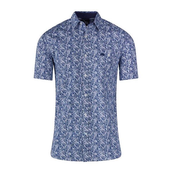 Raging Bull Navy Floral Leaf Short Sleeve Shirt-shop-by-brands-Beggs Big Mens Clothing - Big Men's fashionable clothing and shoes