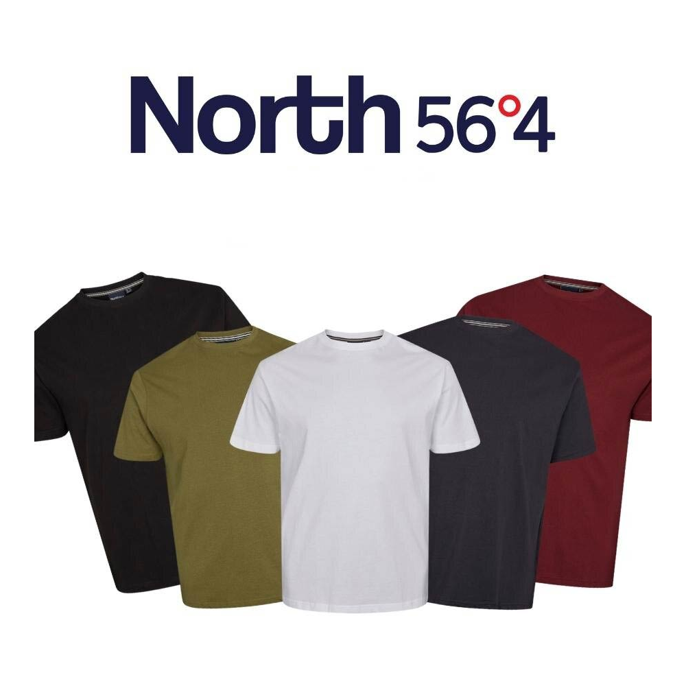 North 56 Pure Cotton Classic Plain Crew Neck Tee Shirt 