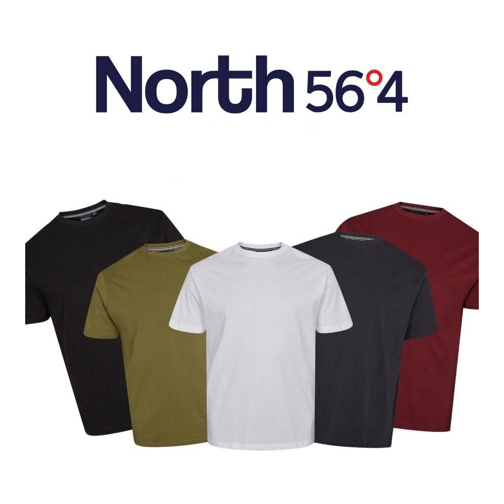 North 56 Pure Cotton Classic Plain Crew Neck Tee Shirt 