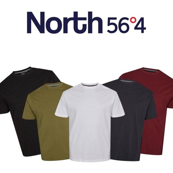 North 56 Pure Cotton Classic Plain Crew Neck Tee Shirt -shop-by-brands-Beggs Big Mens Clothing - Big Men's fashionable clothing and shoes