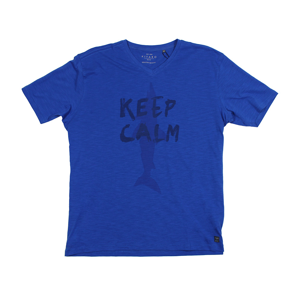 Kitaro 171109 Cotton V Neck  Keep Calm Print Tee