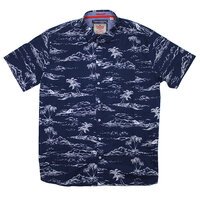 D555 Island Cotton Hawaii Island Print Button Down Collar Shirt