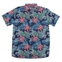 D555 Henri Cotton hawaiian Print Button Down Collar Shirt