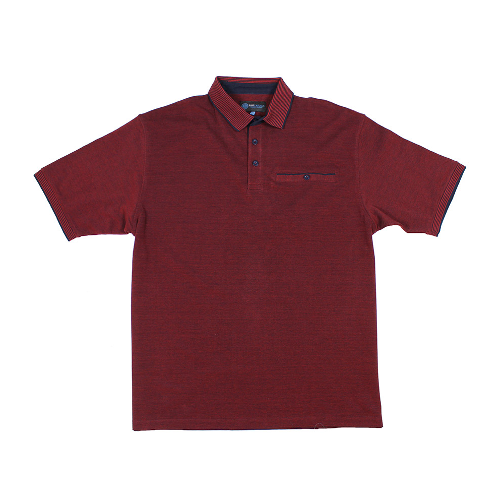 Kam Marl Cotton Two Tone Polo with Pocket