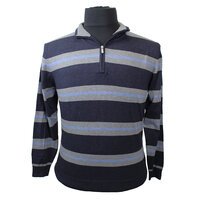 Kitaro 175323 Luxury Cotton Horizontal Stripe Half Zip Turtle Neck Jersey