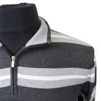 Kitaro Luxury Cotton Horizontal Stripe Half Zip Turtle Neck Jersey