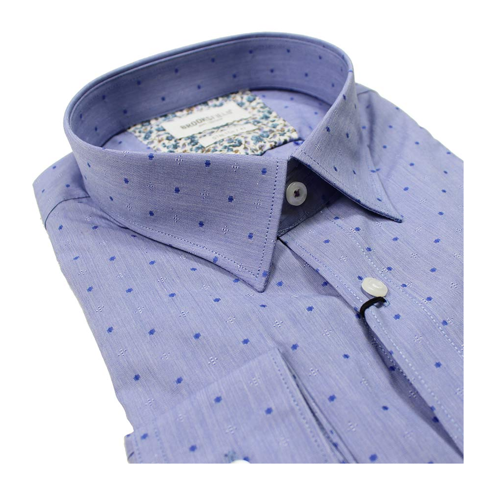 Brooksfield 1460 Cotton Stretch Spot Pattern Shirt