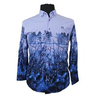 Campione 7818305 Cotton Stretch Print & Stripe Design Fashion Shirt