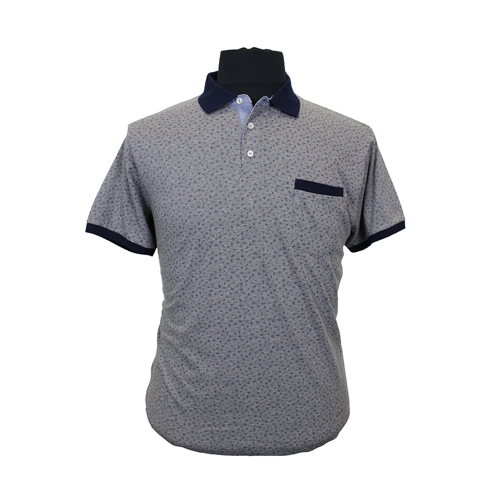 North56 73103 Cotton Mini Print Polo with Edging Detail