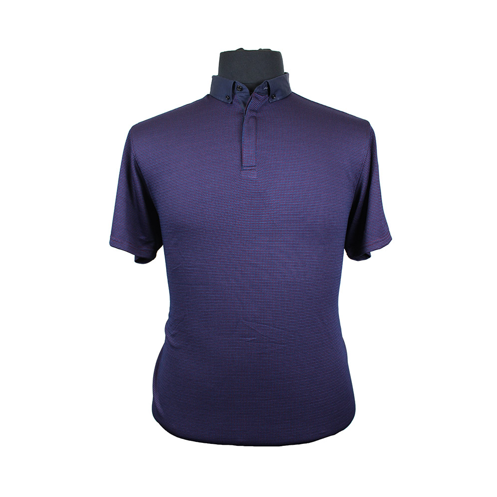 Mish Mash Chestnut Poly Cotton Stretch Mix Micro Pattern Polo