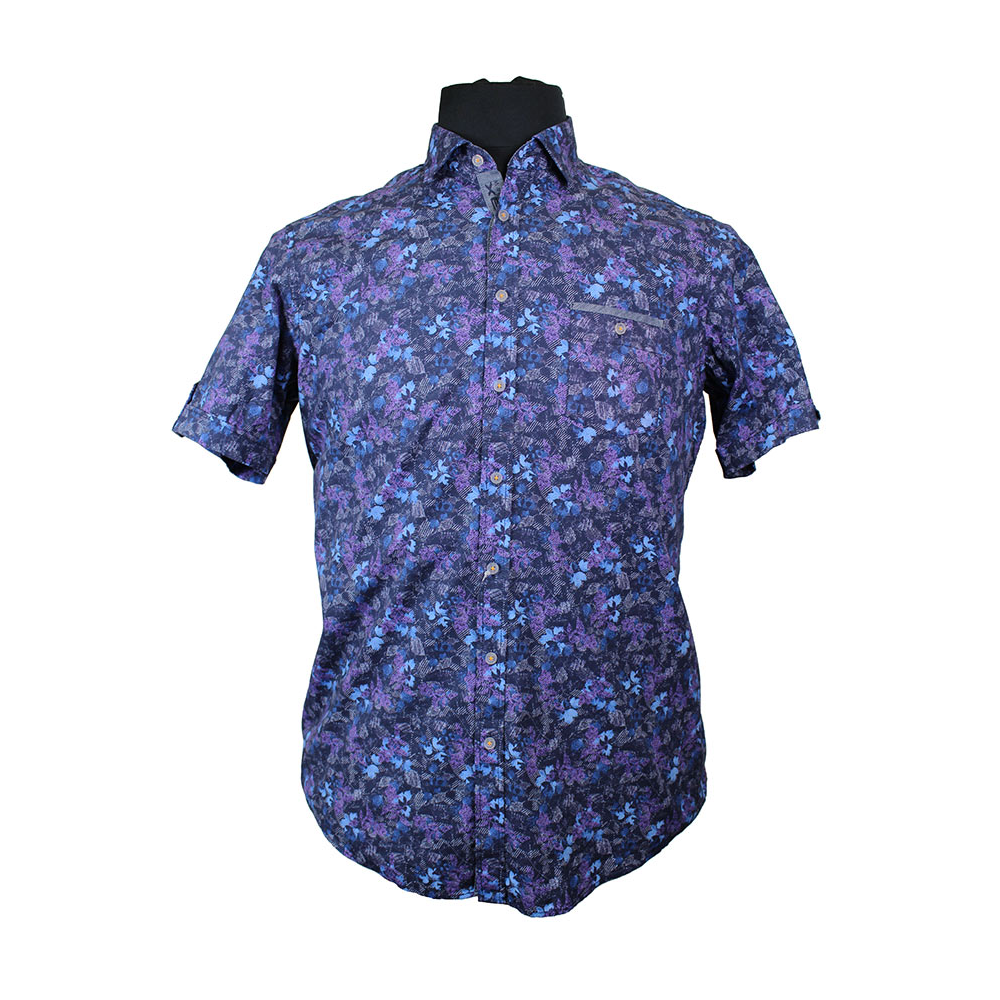 Casa Moda 9829060 Luxury Stretch Cotton Leaf Print Shirt Shirt