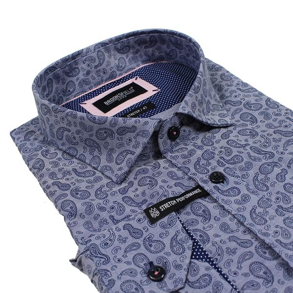 Brooksfield 1529 Luxe Cotton Stretch Pattern Print Fashion Shirt-shop-by-brands-Beggs Big Mens Clothing - Big Men's fashionable clothing and shoes