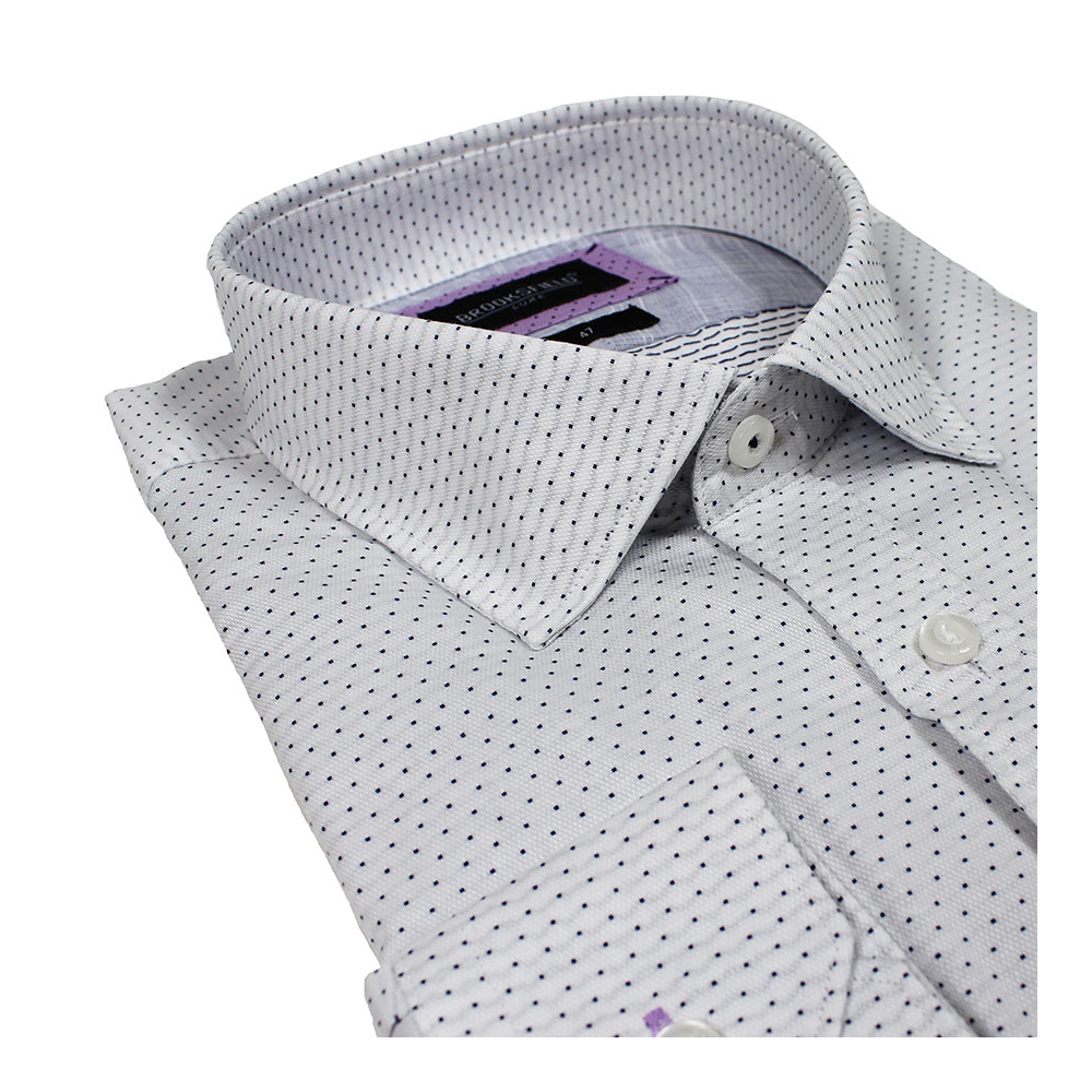 Brooksfield 1428 Luxe Cotton Dobby Weave Pin Spot Pattern Shirt