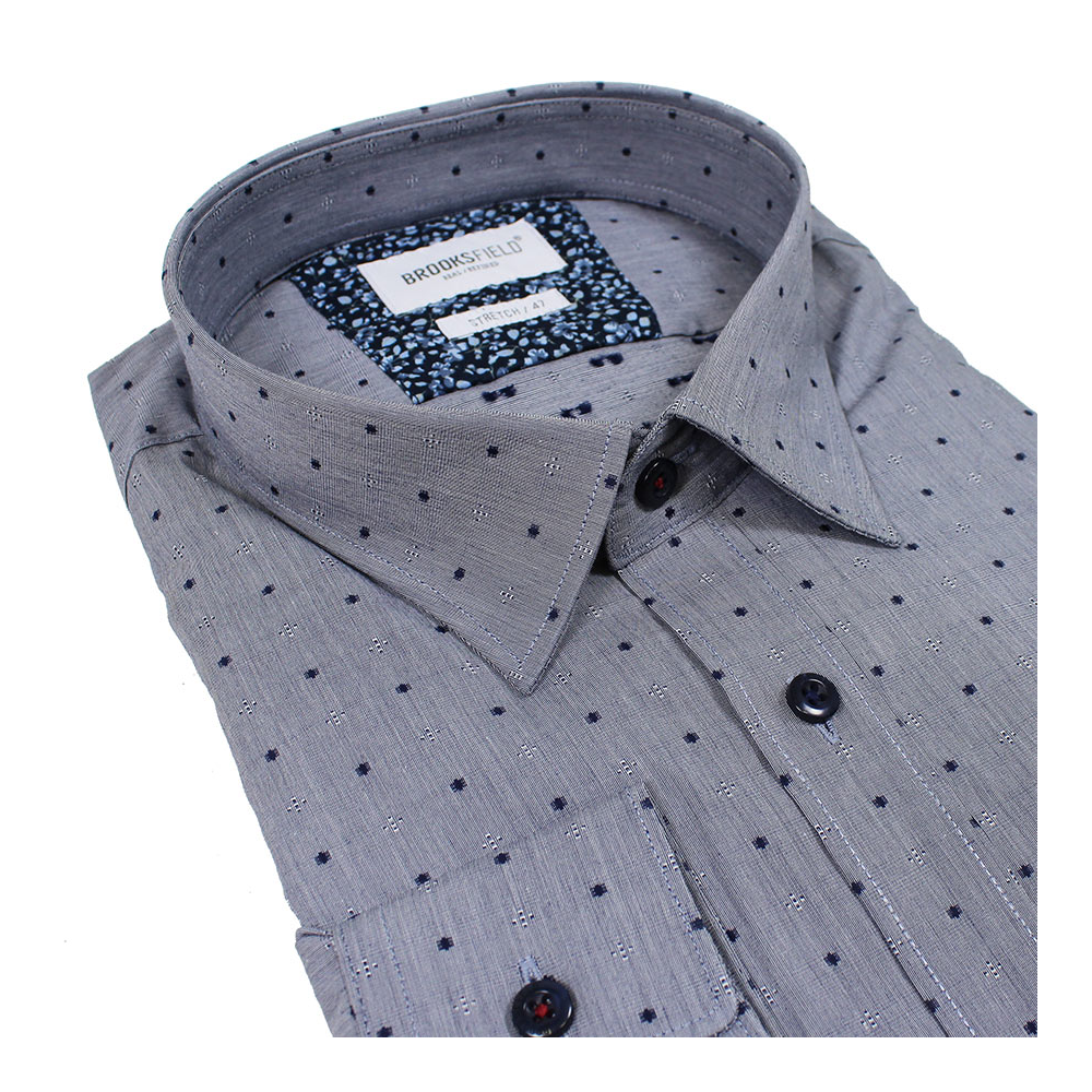 Brooksfield 1460 Cotton Stretch Spot Pattern Fashion Shirt