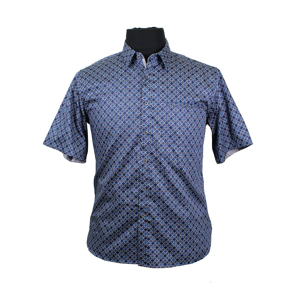 Berlin S354 Pure Cotton Small Multi Pattern Print Shirt