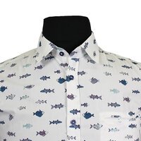 Berlin 316 Fish Print Cotton SS Shirt