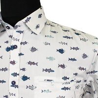 Berlin 316 Fish Print Cotton SS Shirt