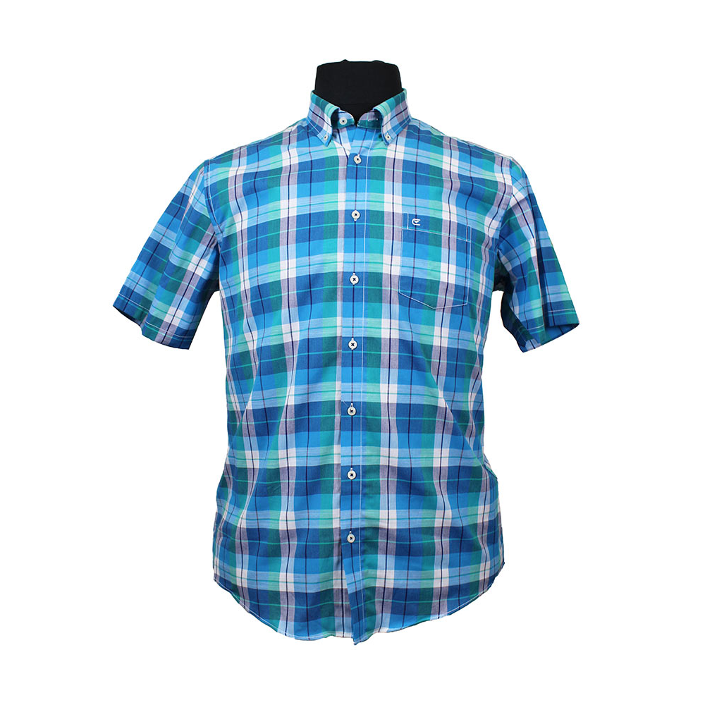 Casa Moda 307903 Cotton Window Pane Check Buttondown Collar Shirt