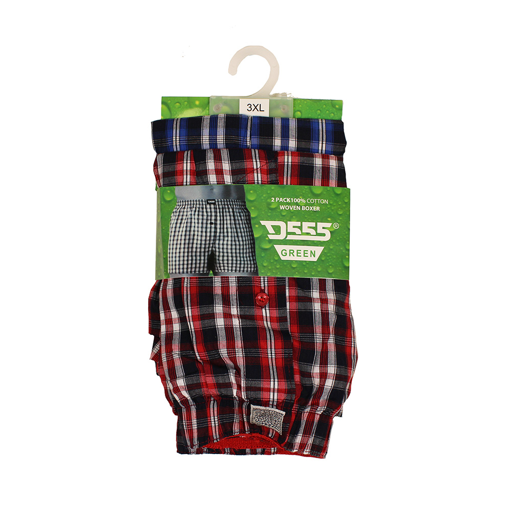 D555 2017  Soft Touch Luxury Cotton Plaid 2 Pack Boxer