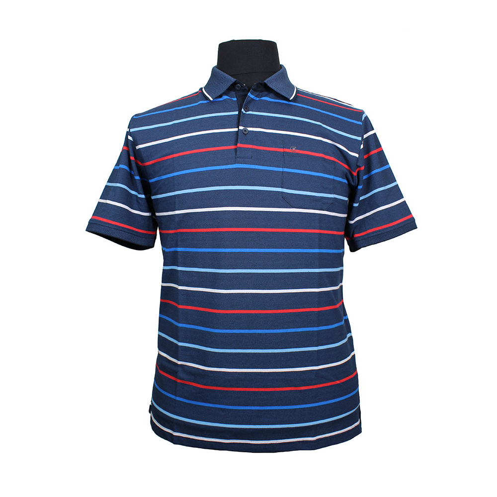 Casa Moda 310600 Cotton Mix Horizontal Stripe Polo with Pocket