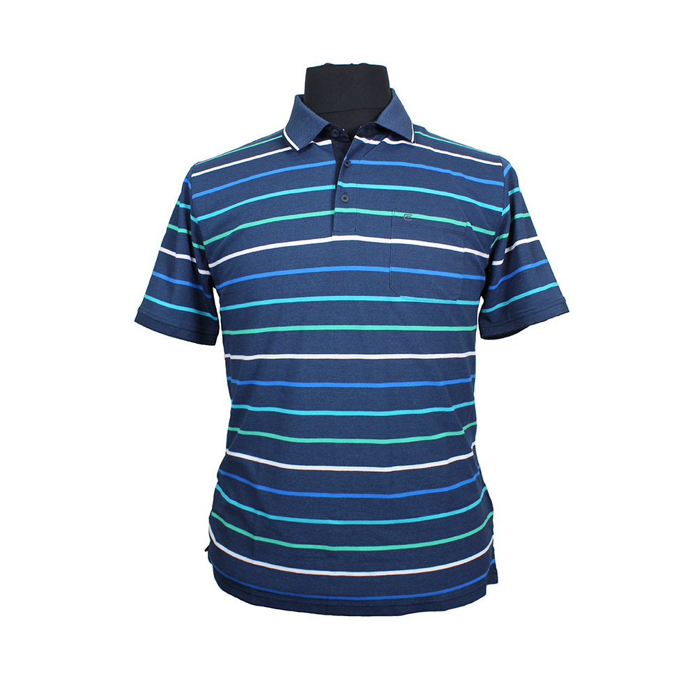 Casa Moda 310600 Cotton Mix Horizontal Stripe Polo with Pocket