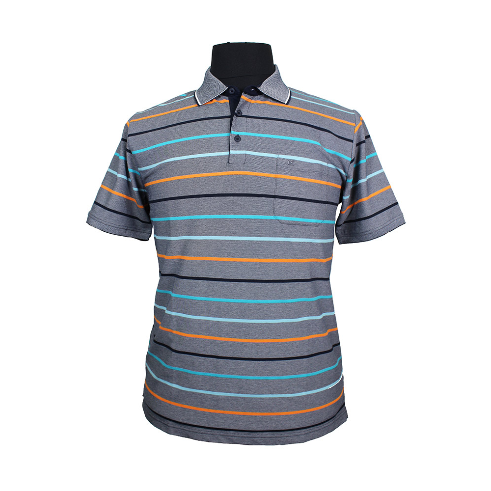 Casa Moda 310600 Cotton Mix Horizontal Stripe Polo with Pocket