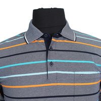 Casa Moda 310600 Cotton Mix Horizontal Stripe Polo with Pocket