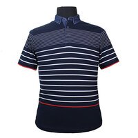 Campione 1097003 Pure Cotton Striped with Denim Collar Polo